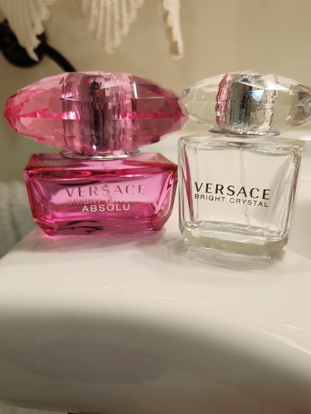 Versace Bright Crystal Duo in Pink and Clear Bottles
